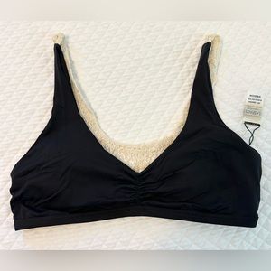 L*Space Bikini Top Black with Crochet Back M Medium